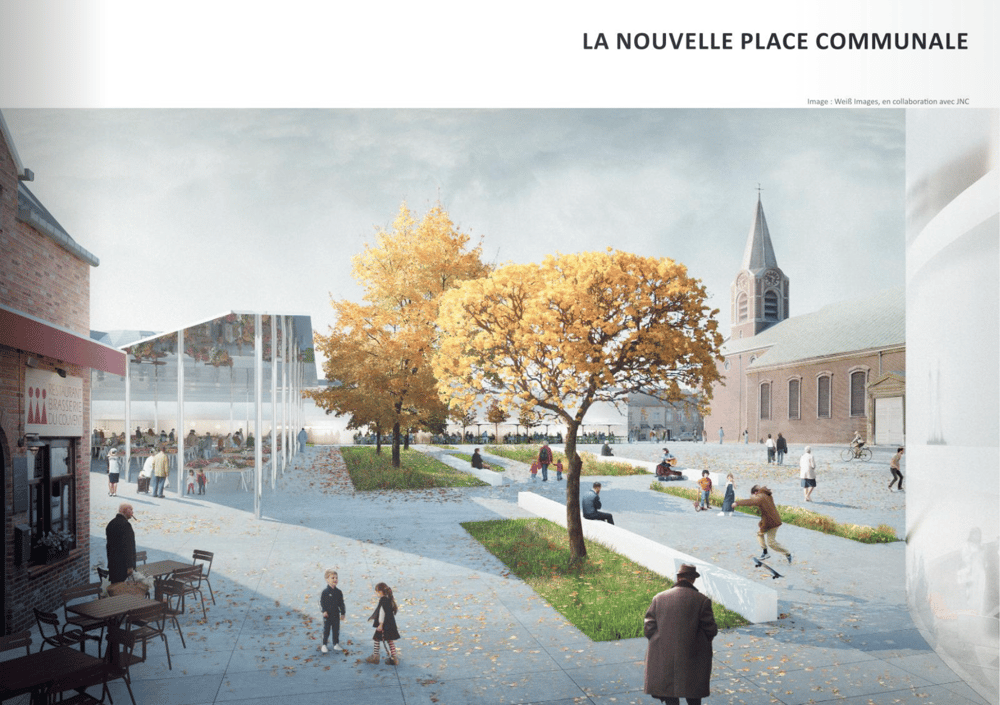 Projection 3D de la futur nouvelle place communale de Waterloo
